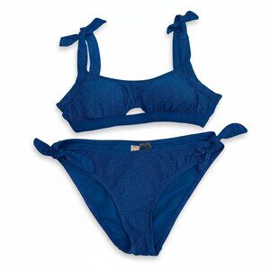 Like new Sugar Beach Metallic Blue Tie-Strap Bikini Set | Size Medium